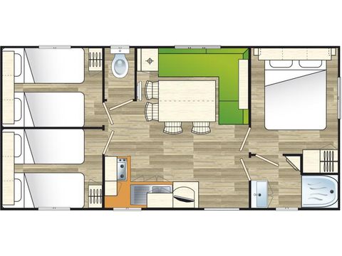 Mobilheim 6 Personen - Family 30m² 6 pers