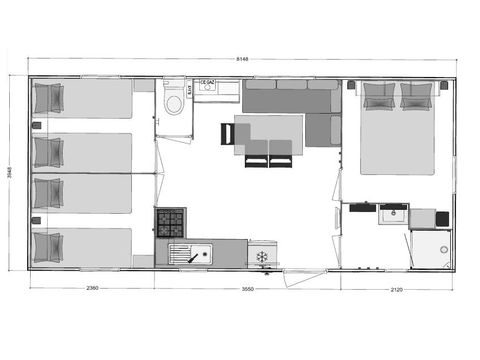 Mobilheim 6 Personen - FAMILY BERMUDE CLIM