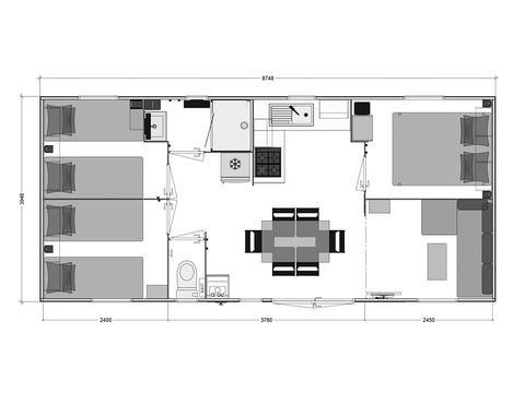Mobilheim 7 Personen - FAMILY PLUS CLIM