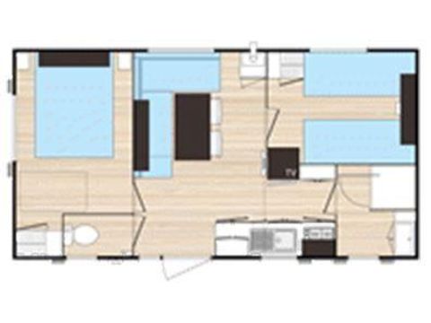 Mobilheim 6 Personen - PRIVILEGE Sonntag - 2 Zimmer - 40m² Terrasse inbegriffen