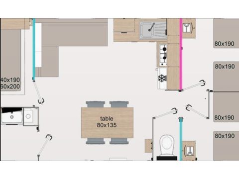 Mobilheim 6 Personen - Premium - 3 Schlafzimmer