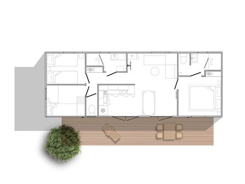 Mobilheim 6 Personen - NEW - Mobilheim Ciela Prestige - 3 Schlafzimmer, davon 1 Elternsuite - Bettwäsche, Handtücher und Barb...
