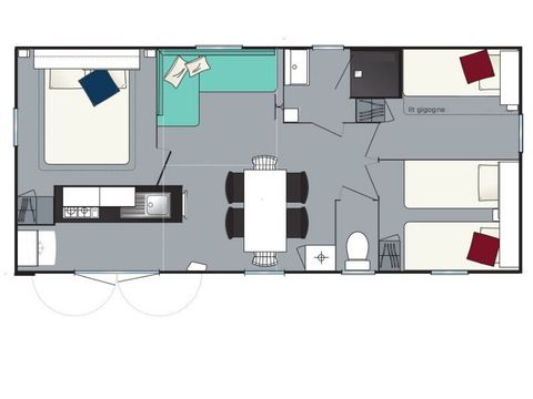 Mobilheim 8 Personen - Loisir+ 8 Personen 3 Zimmer 34m²