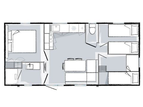 Mobilheim 6 Personen - Premium 6 Personen 3 Zimmer 31m²
