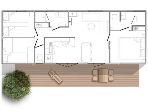 Mobilheim 6 personen - Mahana 6 Personen 3 Schlafzimmer 2 Bäder