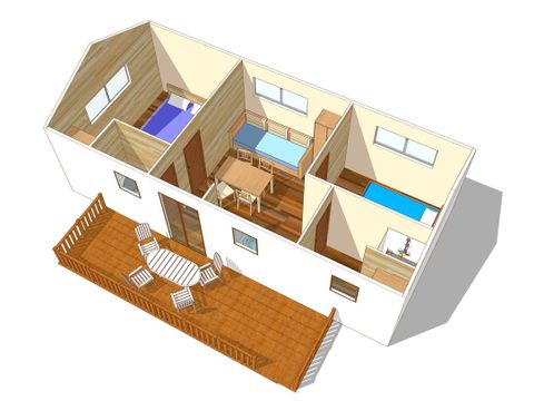 Mobilheim 4 personen - Classic | 2 Zi. | 4 Pers. | Erhöhte Terrasse | Klim.