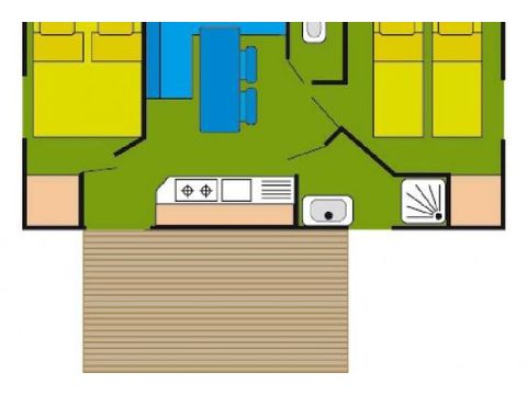 Mobilheim 4 personen - Comfort | 2 Zi. | 4 Pers. | Erhöhte Terrasse | Klim.