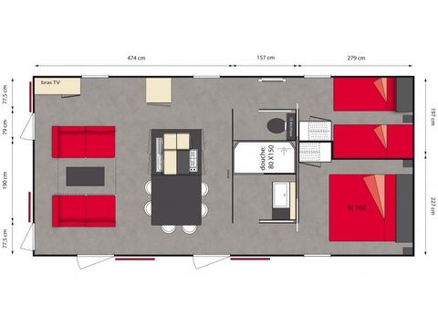 Mobilheim 4 Personen - HACIENDA - 2 Zimmer 6- SAMSTAG