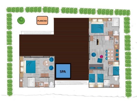 Mobilheim 8 Personen - Sunêlia Luxe Taos Suite 59m², 4 Schlafz.