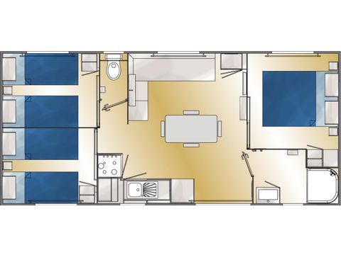 Bungalow 6 Personen - Bungalow Kastanie 32 m² mit Holzterrasse