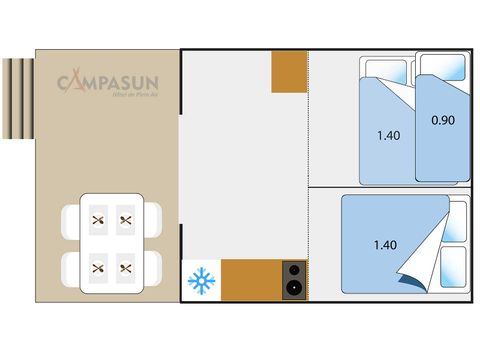 SafariZelt 4 Personen - Eco Lodge Verdon - 34m² - 2 Zimmer (ohne Sanitäranlagen)