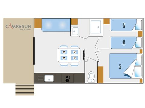 AUßERGEWÖHNLICHE UNTERKUNFT 4 Personen - Mobilheim Cottage Premium 2 Schlafzimmer - Klimaanlage - Geschirrspüler
