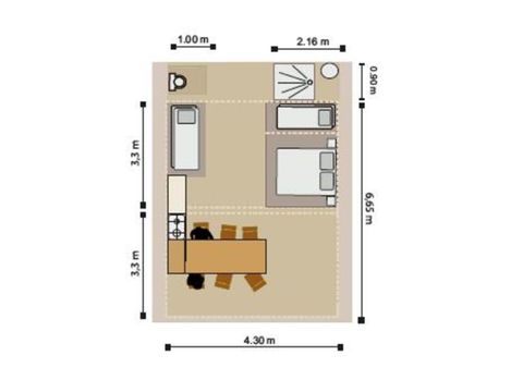 Zelt 5 Personen - Zelt Ciela Nature Lodge SPA - 3 Schlafzimmer - Voll ausgestattete Küche - Badezimmer