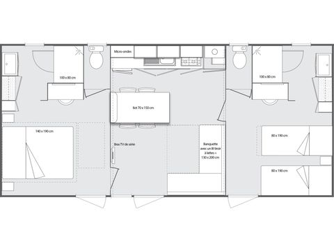 Mobilheim 4 Personen - Ciela Prestige SPA - 2 Schlafzimmer, davon 1 Elternsuite - Bettwäsche, Handtücher und Grill...