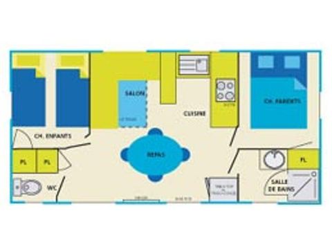 Mobilheim 5 Personen - Cottage Confort 5 pers 2 zi
