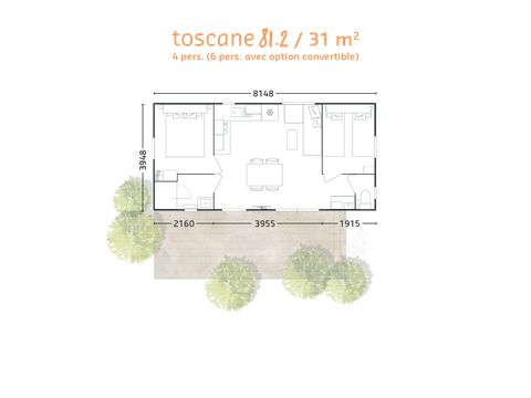 Mobilheim 4 Personen - Toskana Komfort+ 2 Schlafz. 31m2 (2023)