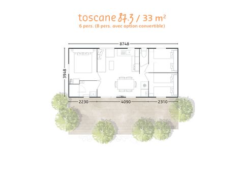 Mobilheim 6 Personen - Toskana Komfort+ 3 Schlafz. 33m2 (2023)