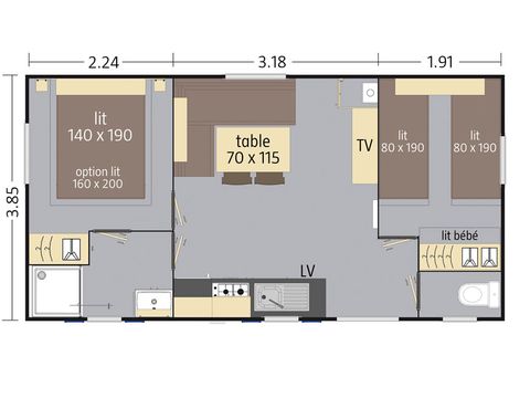 Mobilheim 4 personen - 4 Personen Klimaanlage