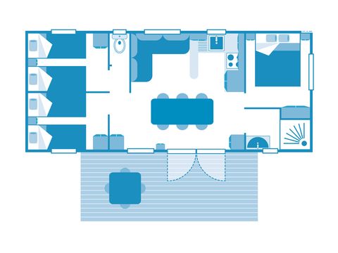Mobilheim 6 Personen - COTTAGE CORAIL 6p 3ch PREMIUM