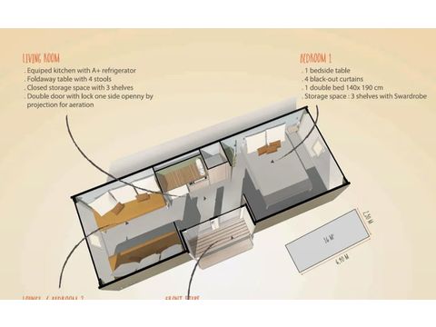 Bungalowzelt 4 personen - COCO SWEET - Ohne sanitäre Einrichtungen