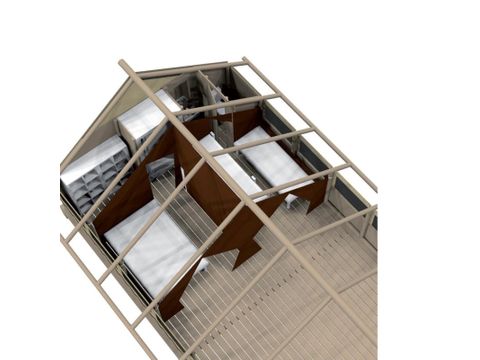 Safarizelt 5 Personen - Crusoe mit Sanitäranlagen. Ankunft 16 Uhr Abfahrt 10 Uhr. Max