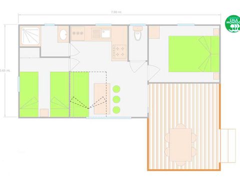 Mobilheim 4 Personen - BASIC - KLIMAANLAGE - BETTWÄSCHE - HANDTUCH - WIFI