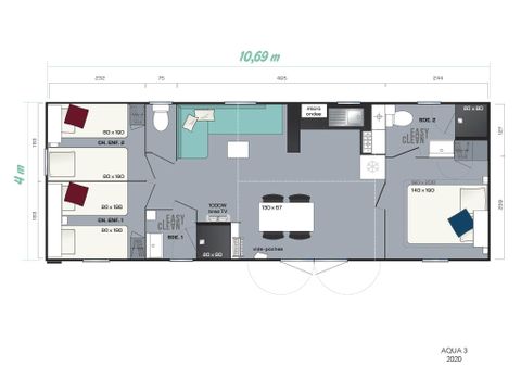 Mobilheim 6 Personen - Aqua (max. 4 Erwachsene)