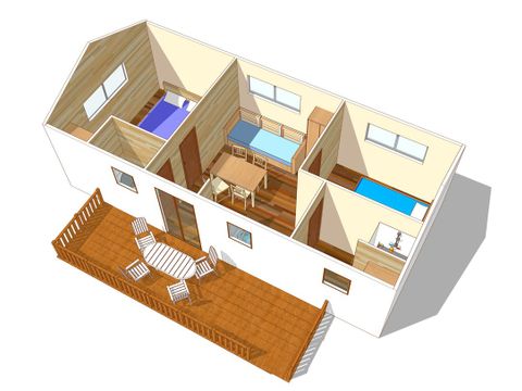 Mobilheim 4 Personen - Classic | 2 Zi. | 4 Pers. | Erhöhte Terrasse | Klim.
