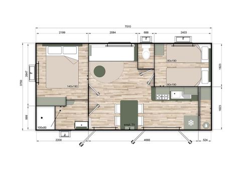 Mobilheim 5 Personen - NEST 29 - TV