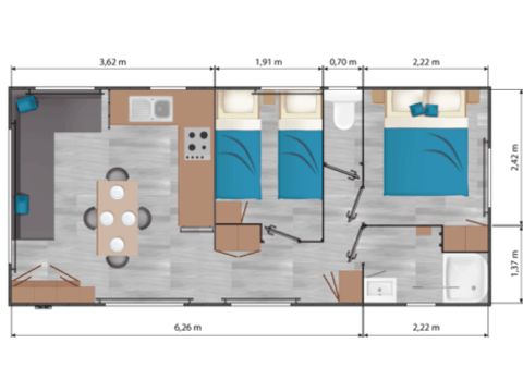 Mobilheim 4 Personen - Komfort + 2 CH 4 Pers.