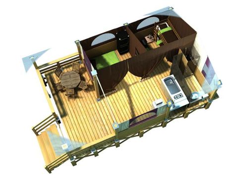 Safarizelt 5 Personen - Lodge NIAGARA 40m² mit Bad (Samstag bis Samstag)