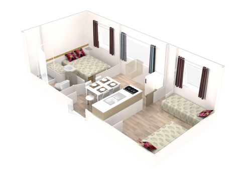 Mobilheim 4 Personen - SENCILO - 2 Schlafzimmer (Samstag bis Samstag)