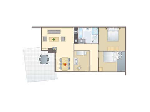 Bungalow 5 Personen - 5-Personen-Baby-Ferienhaus