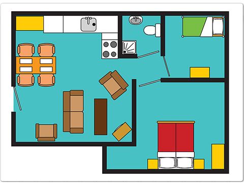 Bungalow 2 Personen - Ferienhaus mit Veranda