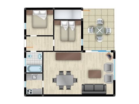 Bungalow 4 Personen - 2 UHR MORGENS