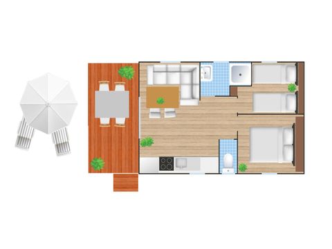 Bungalow 4 Personen - Fisch-Kabine