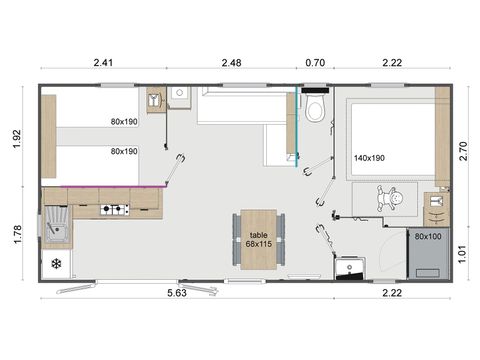 Mobilheim 4 Personen - Superior 2 Schlafzimmer