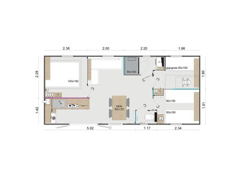 Mobilheim 6 Personen - Superior 3 Schlafzimmer