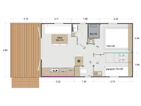 Mobilheim 4 Personen - Komfort 2 Zimmer