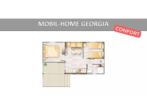 Mobilheim 4 Personen - Georgia Confort 3 Zimmer 4 Personen Klimatisiert + TV